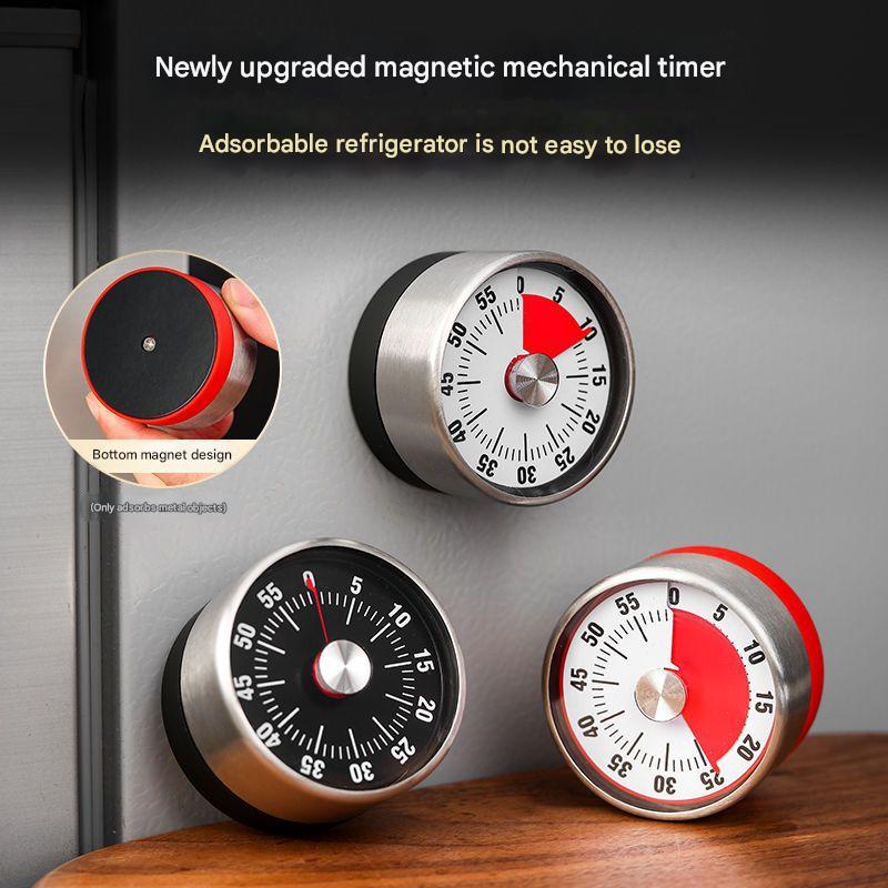 Red Stainless Steel Magnetic Kitchen Timer - 60 Minute Mechanical Countdown Timer with Loud Alarm, No Battery Required - Perfect for Cooking, Baking, Study & Time Management - Image 2