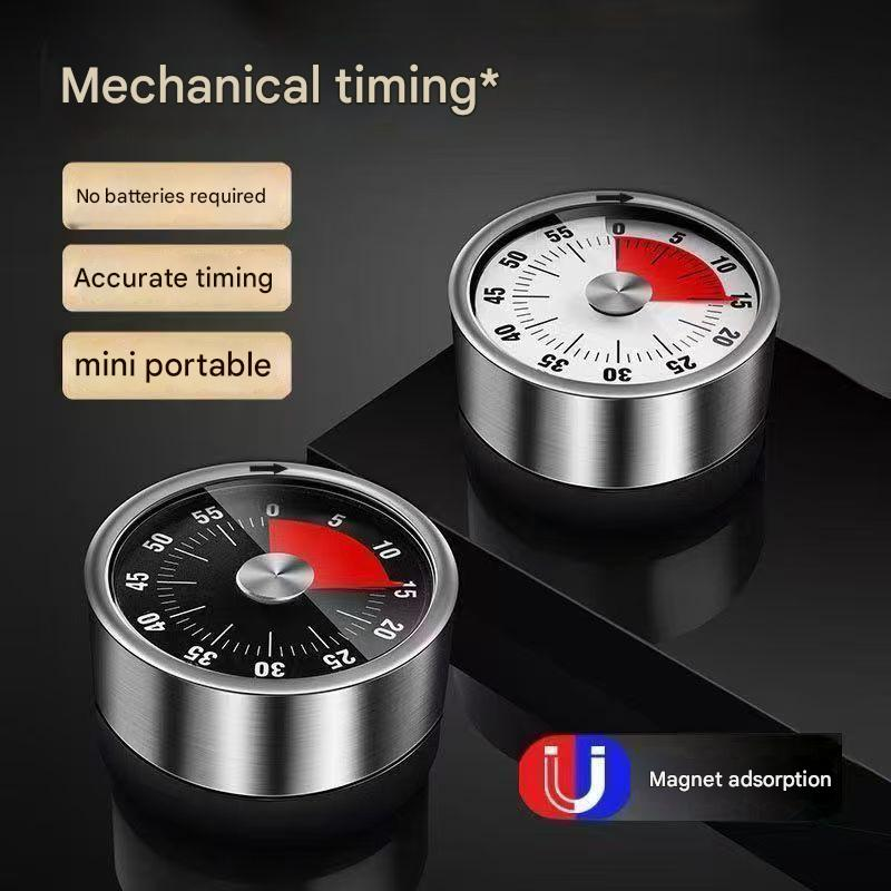 Red Stainless Steel Magnetic Kitchen Timer - 60 Minute Mechanical Countdown Timer with Loud Alarm, No Battery Required - Perfect for Cooking, Baking, Study & Time Management - Image 3
