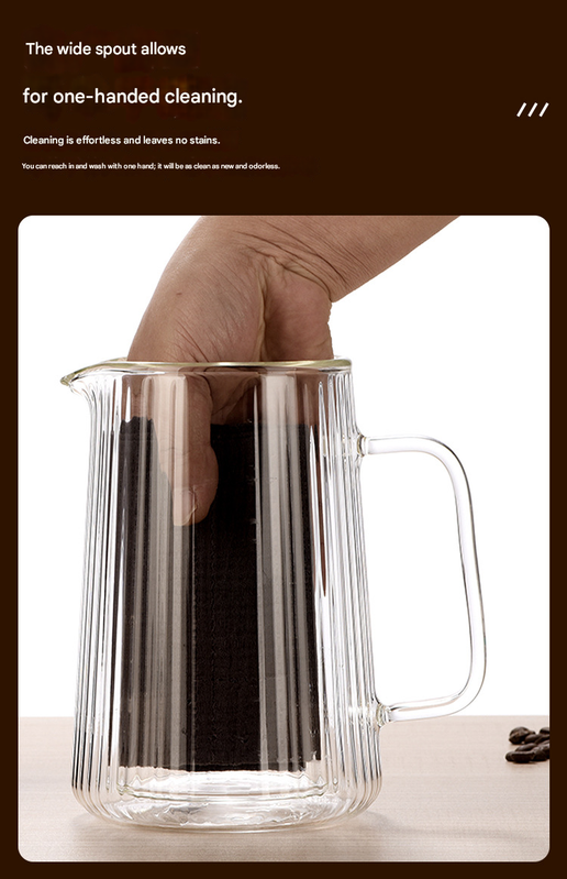 1000ML Double Wall Glass French Press Coffee Maker - Borosilicate Glass Coffee Plunger with 304 Stainless Steel Filter, Heat Resistant Vertical Ribbed Design for Home Brewing - Image 8