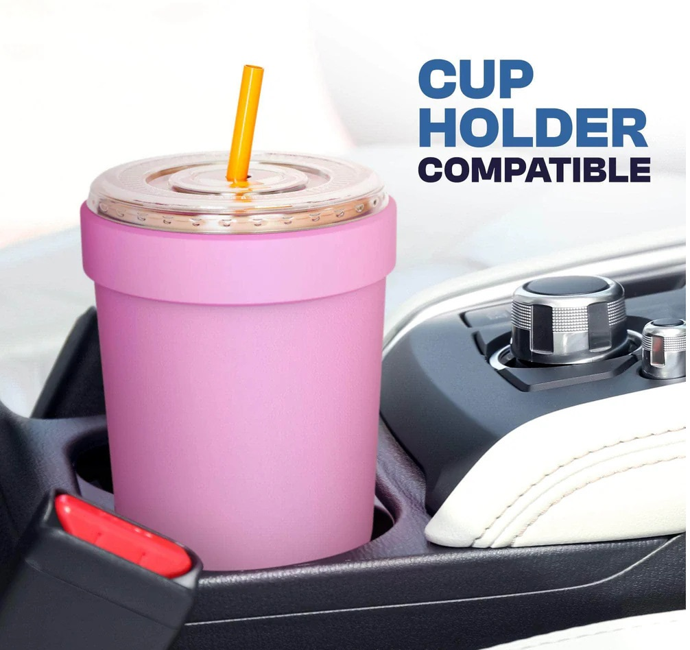 2-piece Black and Pink 30oz Stainless Steel Tumbler with Universal Cup Insulator - Double Wall Vacuum Insulated Coffee Cup, Cup Holder Friendly, Keeps Drinks Cold for 12 Hours - Image 4