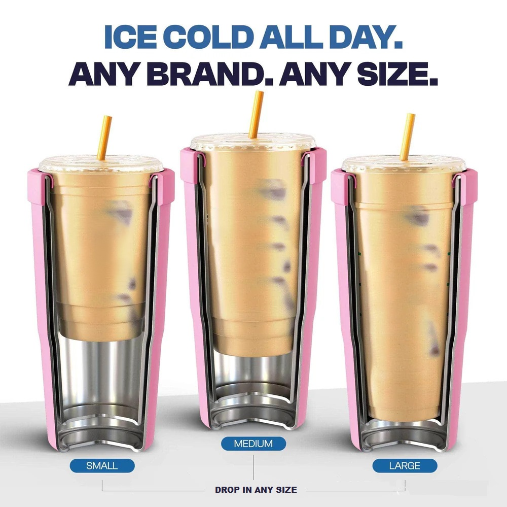 2-piece Pink-orange and Blue-black 30oz Stainless Steel Tumbler with Universal Cup Insulator - Double Wall Vacuum Insulated Coffee Cup, Cup Holder Friendly, Keeps Drinks Cold for 12 Hours - Image 6