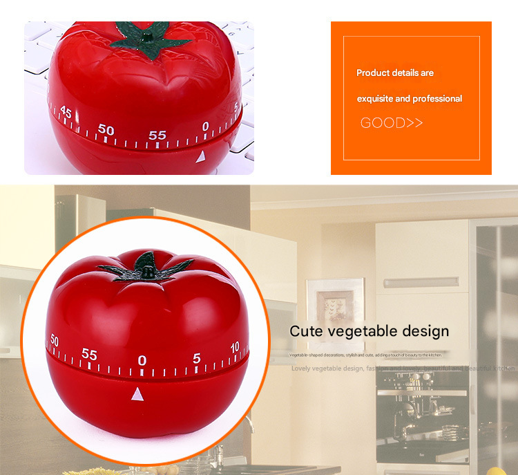 Big Size Tomato-shaped alarm Kitchen Timer - 60 Minute Mechanical Countdown Timer with Loud Alarm, Cute Vegetable Design, No Battery Required - Perfect for Cooking, Baking & Time Management - Image 3