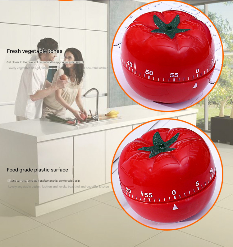 Big Size Tomato-shaped alarm Kitchen Timer - 60 Minute Mechanical Countdown Timer with Loud Alarm, Cute Vegetable Design, No Battery Required - Perfect for Cooking, Baking & Time Management - Image 4