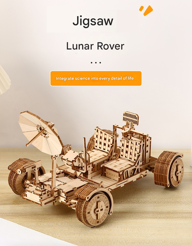 3D Wooden Puzzle Lunar Rover Model Kit - DIY Space Exploration Vehicle - Image 2