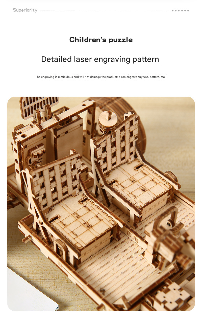 3D Wooden Puzzle Lunar Rover Model Kit - DIY Space Exploration Vehicle - Image 4