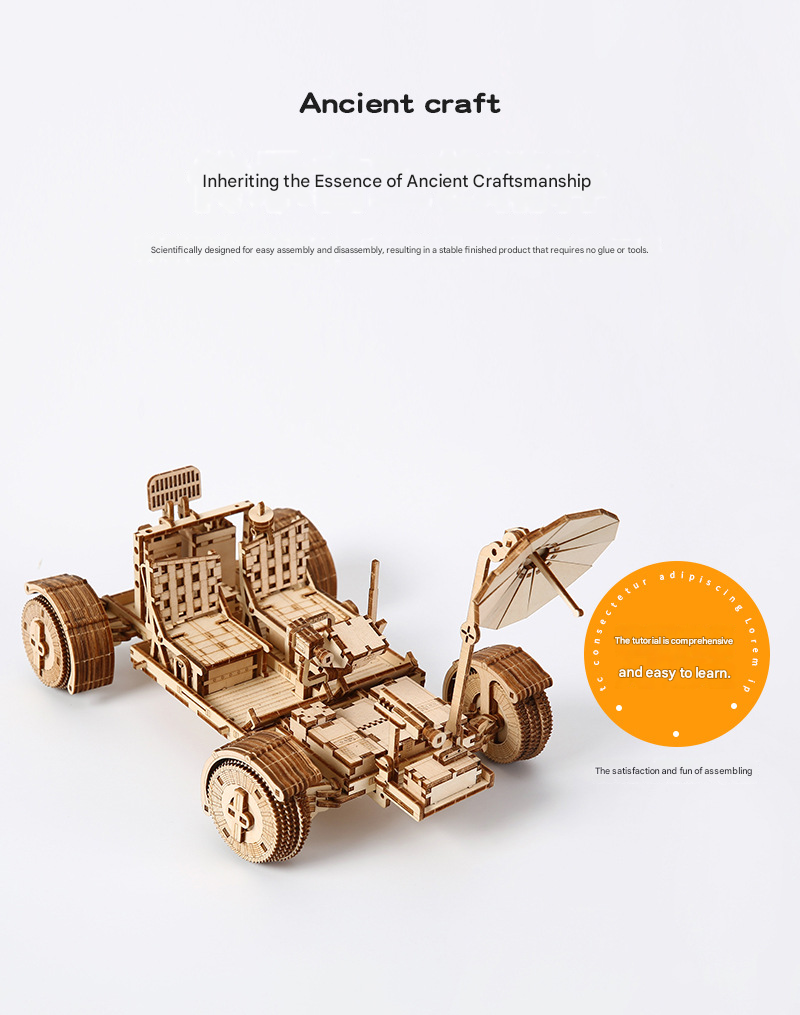 3D Wooden Puzzle Lunar Rover Model Kit - DIY Space Exploration Vehicle - Image 6