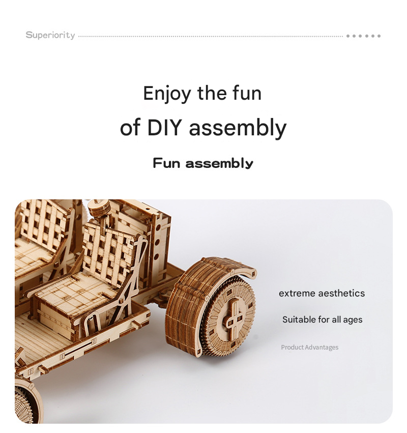3D Wooden Puzzle Lunar Rover Model Kit - DIY Space Exploration Vehicle - Image 8