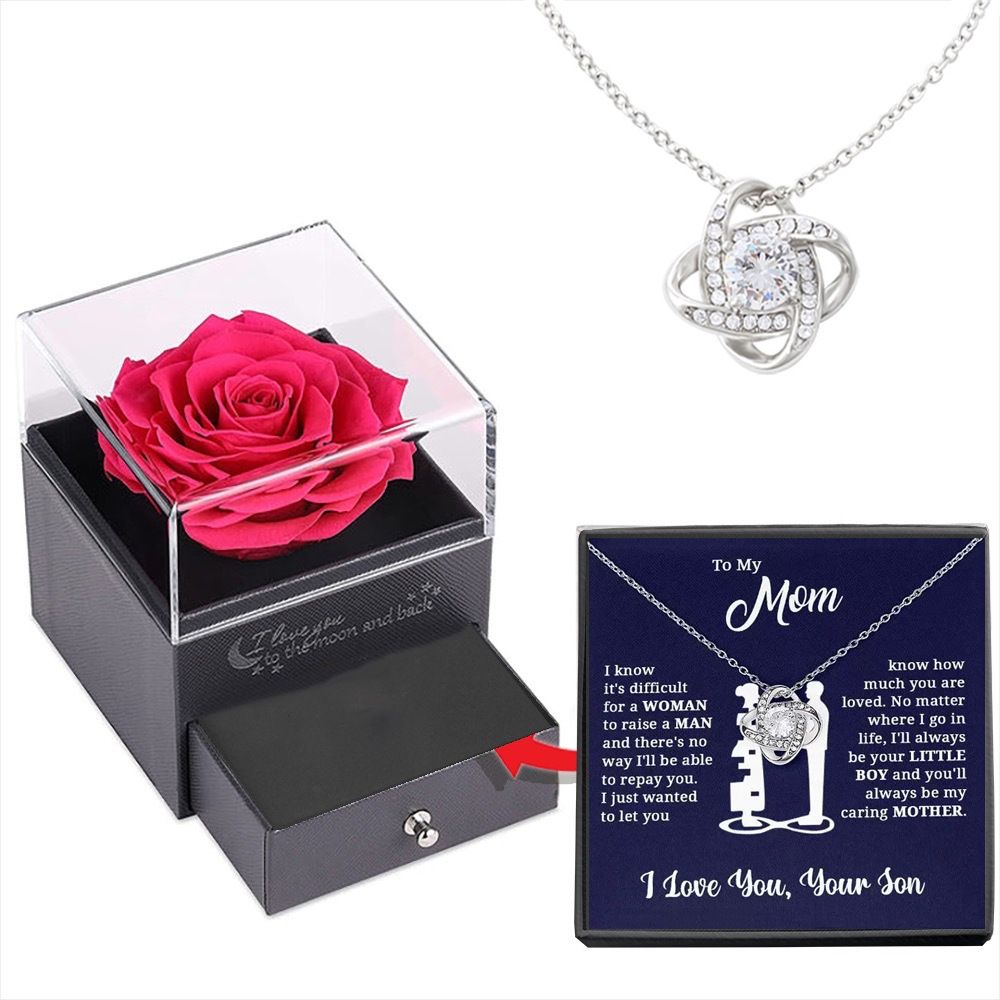 silvery white Necklace  Rose Box Set Eternal Star Three-Leaf Clover Necklace - Mother's Day Gift, Comes with Free Gift Box - Mother's Day Jewelry Gift - Image 1