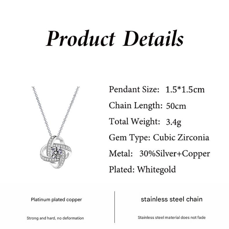 silvery white Necklace  Rose Box Set Eternal Star Three-Leaf Clover Necklace - Mother's Day Gift, Comes with Free Gift Box - Mother's Day Jewelry Gift - Image 2