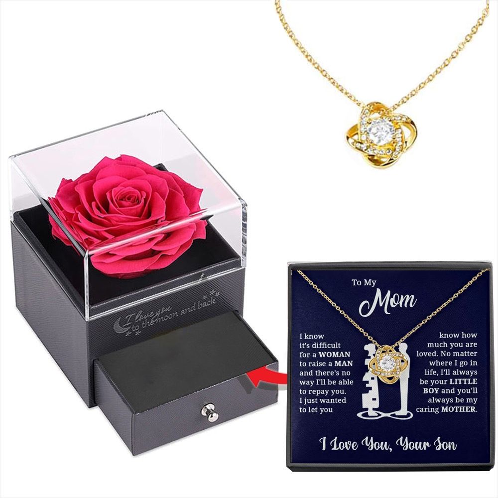 Gold-colored  Necklace  Rose Box Set Eternal Star Three-Leaf Clover Necklace - Mother's Day Gift, Comes with Free Gift Box - Mother's Day Jewelry Gift - Image 1
