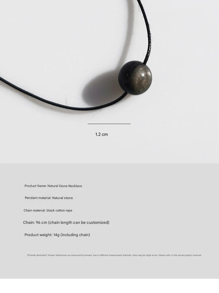 Vintage Geometric Natural Stone Bead Pendant Necklace Adjustable Black Rope Collarbone Chain Unisex Boho Jewelry Gift-Blue point stone - Image 5