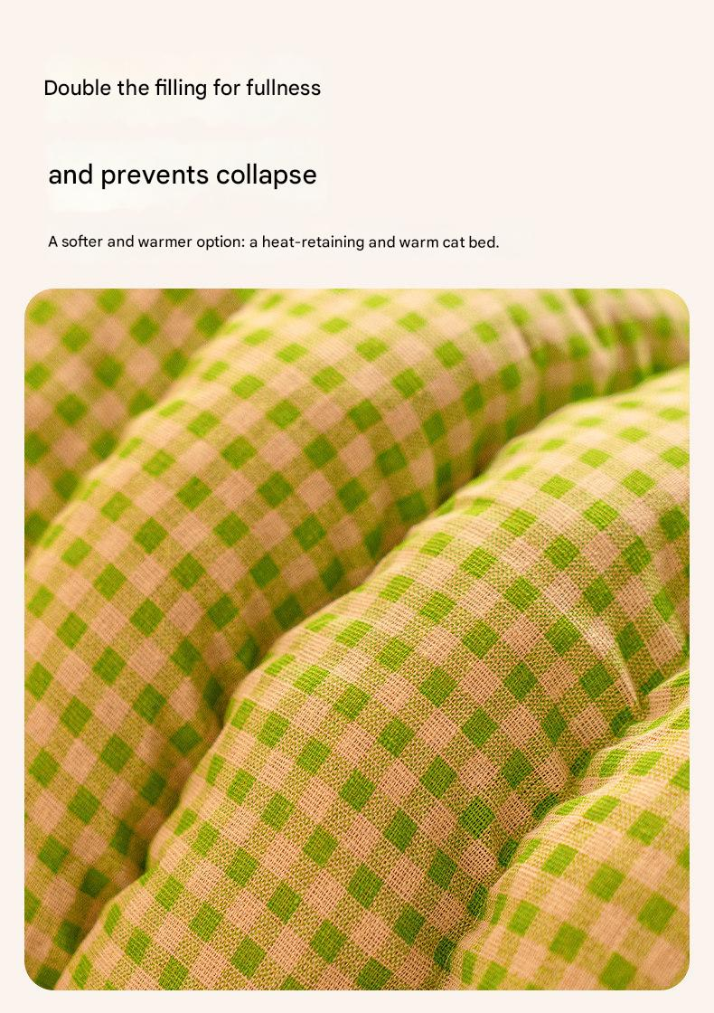 M size Orange Plaid Cat Cave Bed Winter Warm Enclosed Pet House Cozy Cat Sleeping Bag Semi-Enclosed Cat Nest Small Dog Bed PP Cotton Filling Washable Pet Supplies - Image 7