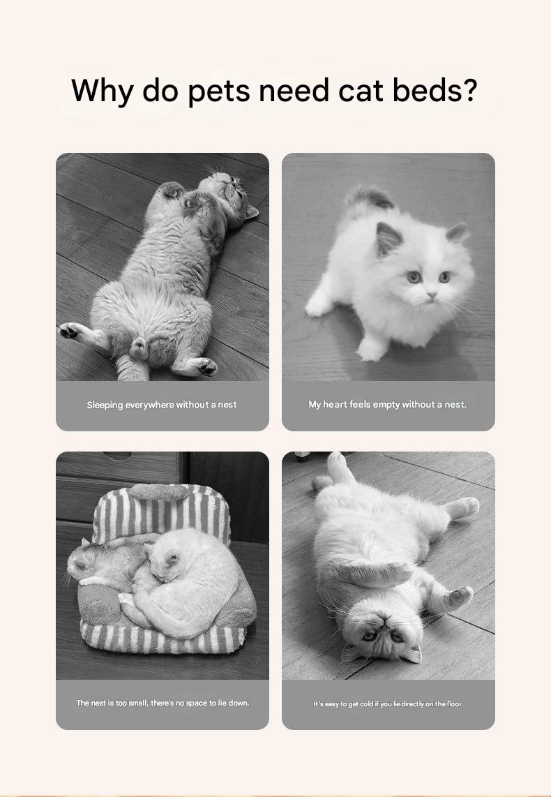 M size Pink Plaid Cat Cave Bed Winter Warm Enclosed Pet House Cozy Cat Sleeping Bag Semi-Enclosed Cat Nest Small Dog Bed PP Cotton Filling Washable Pet Supplies - Image 3