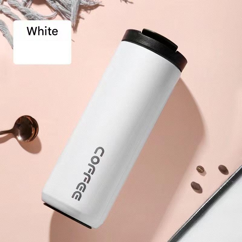 White Stainless Steel Coffee Mug 500ml Vacuum Insulated Travel Cup 8 Hours Heat Retention Leak-Proof Lid 304 Food-Grade Steel Portable Office Car Tumbler Reusable Gift Cup - Image 1