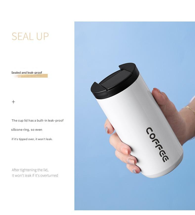 White Stainless Steel Coffee Mug 500ml Vacuum Insulated Travel Cup 8 Hours Heat Retention Leak-Proof Lid 304 Food-Grade Steel Portable Office Car Tumbler Reusable Gift Cup - Image 5
