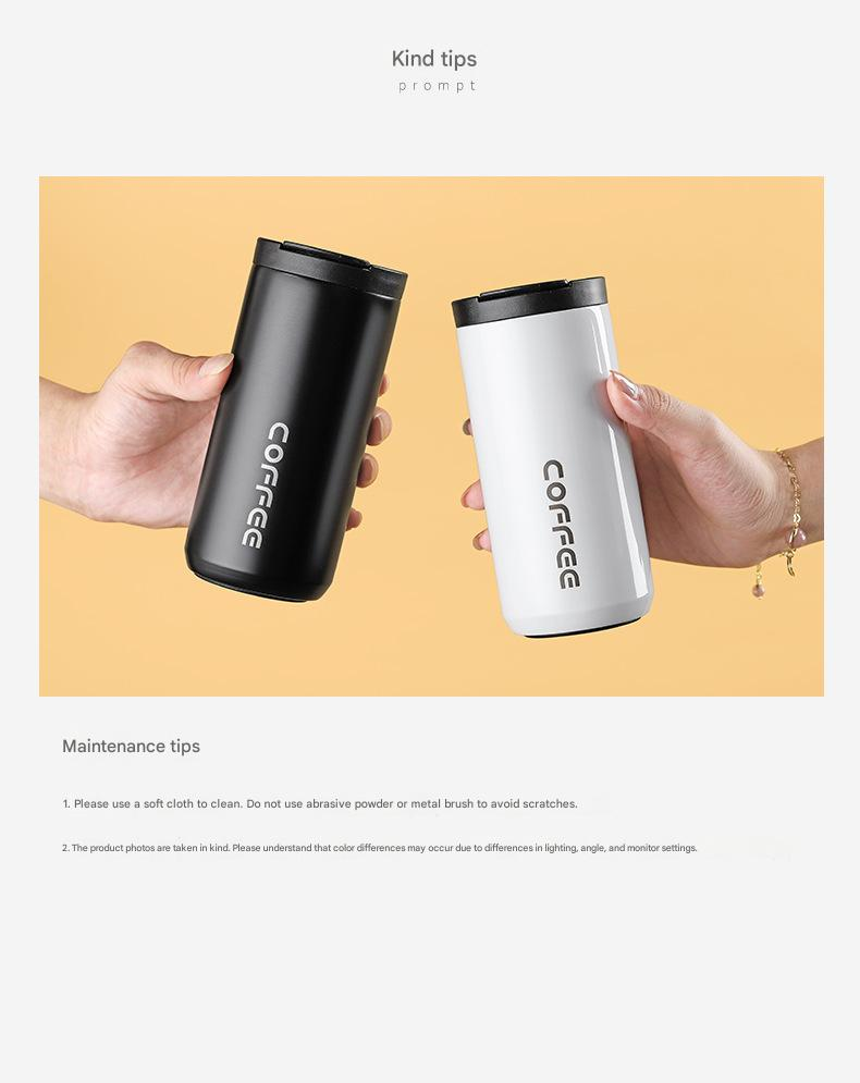 White Stainless Steel Coffee Mug 500ml Vacuum Insulated Travel Cup 8 Hours Heat Retention Leak-Proof Lid 304 Food-Grade Steel Portable Office Car Tumbler Reusable Gift Cup - Image 7