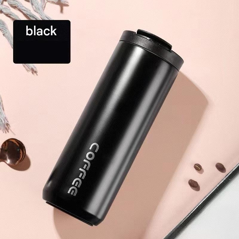 Black Stainless Steel Coffee Mug 500ml Vacuum Insulated Travel Cup 8 Hours Heat Retention Leak-Proof Lid 304 Food-Grade Steel Portable Office Car Tumbler Reusable Gift Cup - Image 1