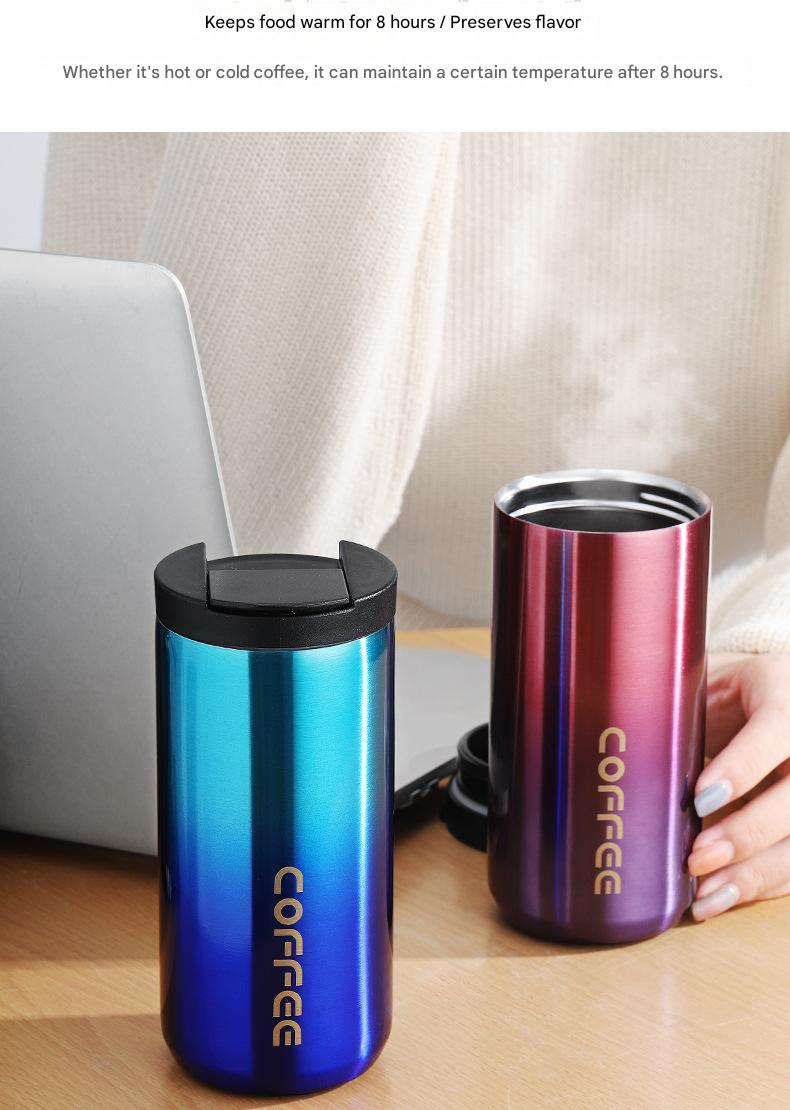 Black Stainless Steel Coffee Mug 500ml Vacuum Insulated Travel Cup 8 Hours Heat Retention Leak-Proof Lid 304 Food-Grade Steel Portable Office Car Tumbler Reusable Gift Cup - Image 4