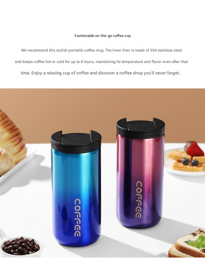 Yellow Stainless Steel Coffee Mug 500ml Vacuum Insulated Travel Cup 8 Hours Heat Retention Leak-Proof Lid 304 Food-Grade Steel Portable Office Car Tumbler Reusable Gift Cup - Image 3