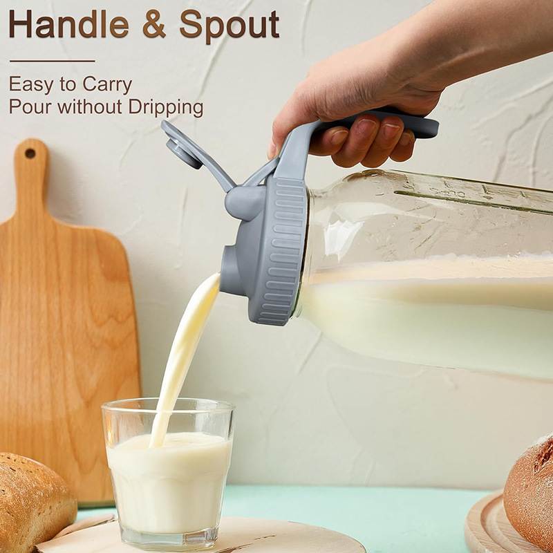 White Glass Mason Jar Pitcher 64oz with Flip Lid Pour Spout Milk Jug Leak-Proof Airtight Seal Wide Mouth Beverage Container Cold Brew Coffee Iced Tea Juice Milk Dispenser Fridge Storage - Image 3