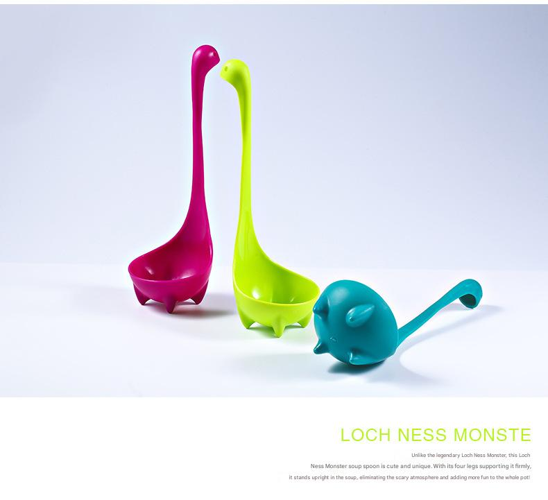 3-piece Blue and Red and Green Nessie Ladle Loch Ness Monster Soup Spoon Cute Dinosaur Shaped Standing Ladle Food-Grade Nylon Kitchen Utensil  Handle Heat Resistant 0-120C Funny Cooking Gadget Gift for Home Cooks - Image 5