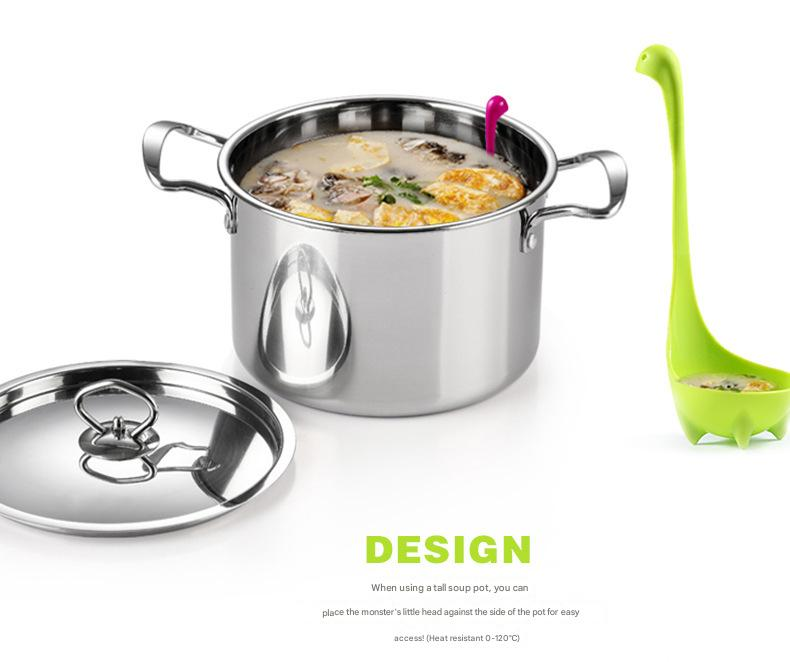 3-piece Blue and Red and Green Nessie Ladle Loch Ness Monster Soup Spoon Cute Dinosaur Shaped Standing Ladle Food-Grade Nylon Kitchen Utensil  Handle Heat Resistant 0-120C Funny Cooking Gadget Gift for Home Cooks - Image 7