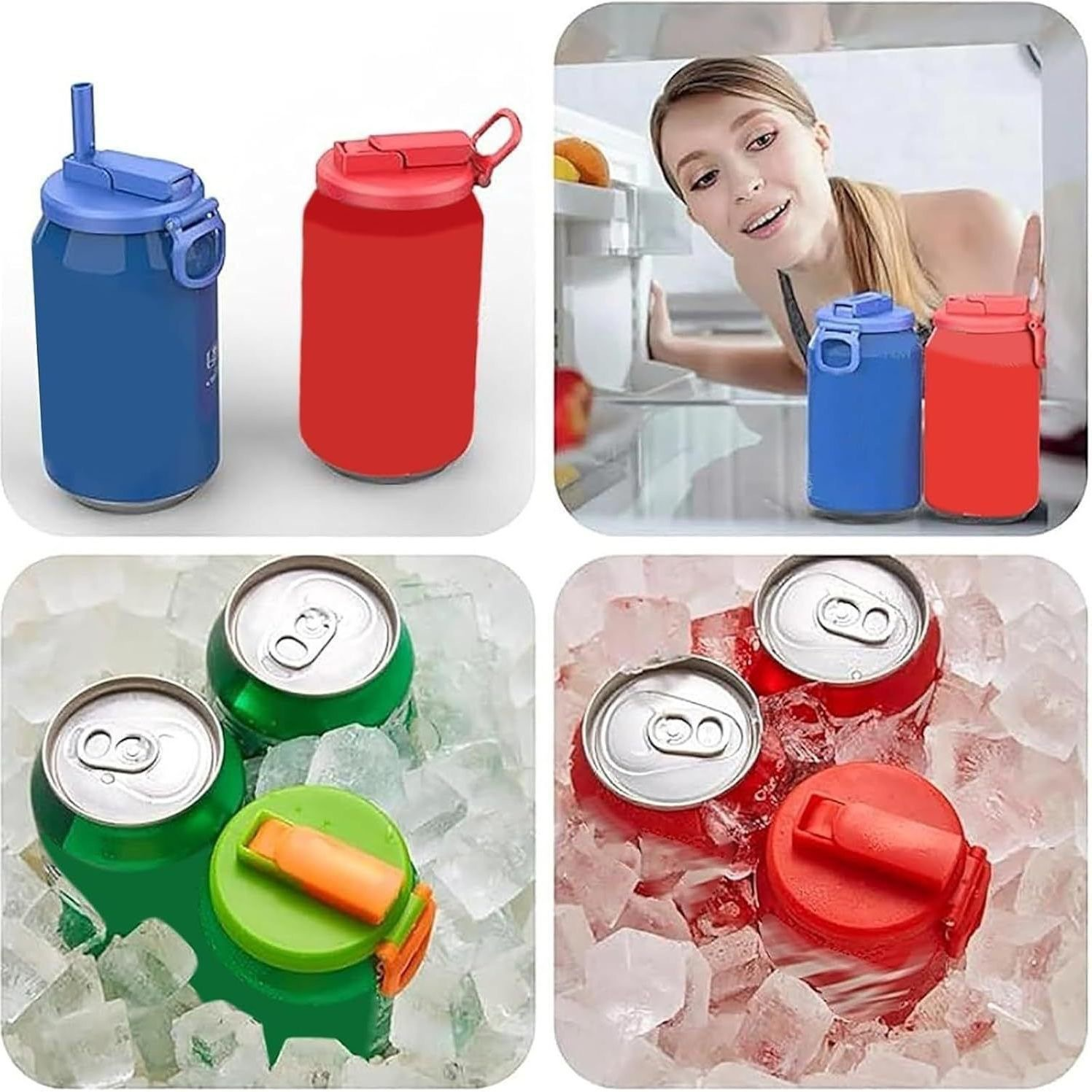 Grey Reusable Soda Can Lid with Straw and Carrying Handle - Spill-Proof Plastic Can Cover for Standard 2.13 Inch Cans, Portable Beverage Protector with Flip-Top Design, BPA-Free Drink Can Converter for Outdoor Parties BBQs Camping - Image 5