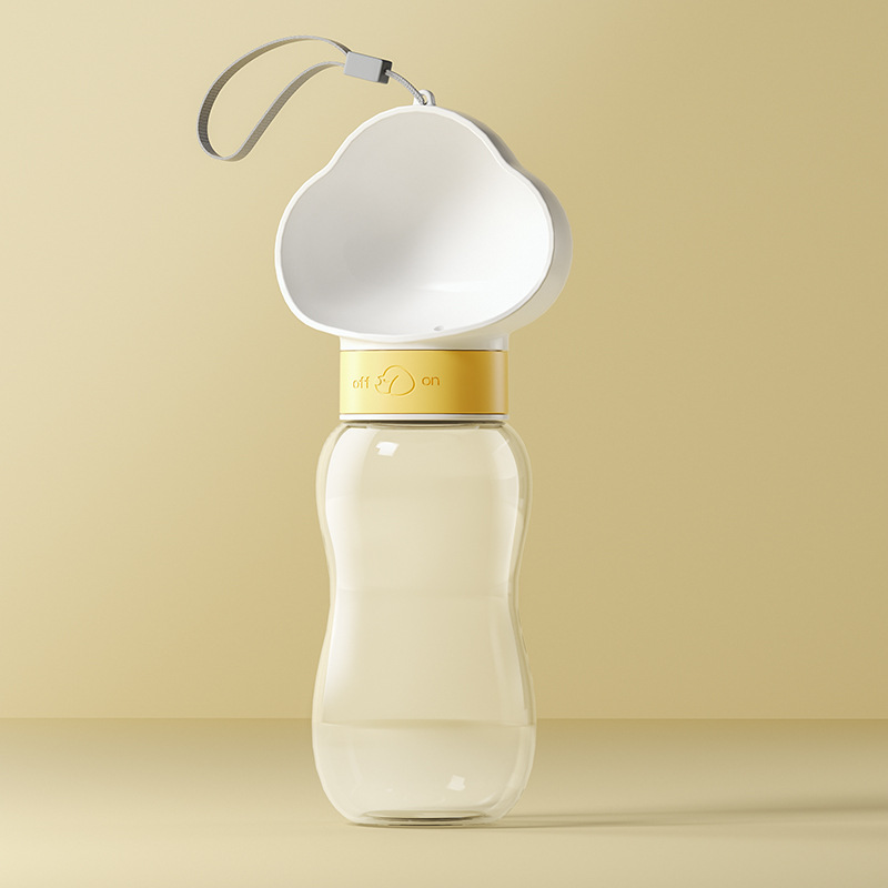 White 600ml Portable Dog Water Bottle  - Leak-Proof Pet Travel Water Dispenser, Cloud-Shaped Drinking Bowl, Twist-to-Dispense Design, BPA-Free HIPS/PET Material for Walking Hiking Travel - Image 1