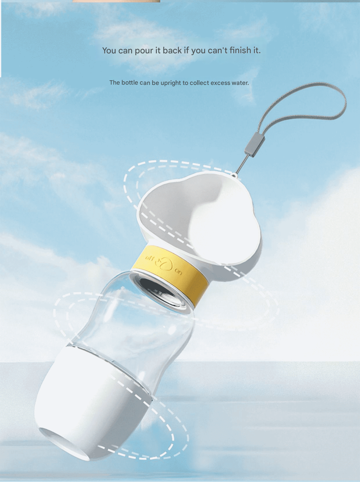 Yellow 350ml Portable Dog Water Bottle  - Leak-Proof Pet Travel Water Dispenser, Cloud-Shaped Drinking Bowl, Twist-to-Dispense Design, BPA-Free HIPS/PET Material for Walking Hiking Travel - Image 8