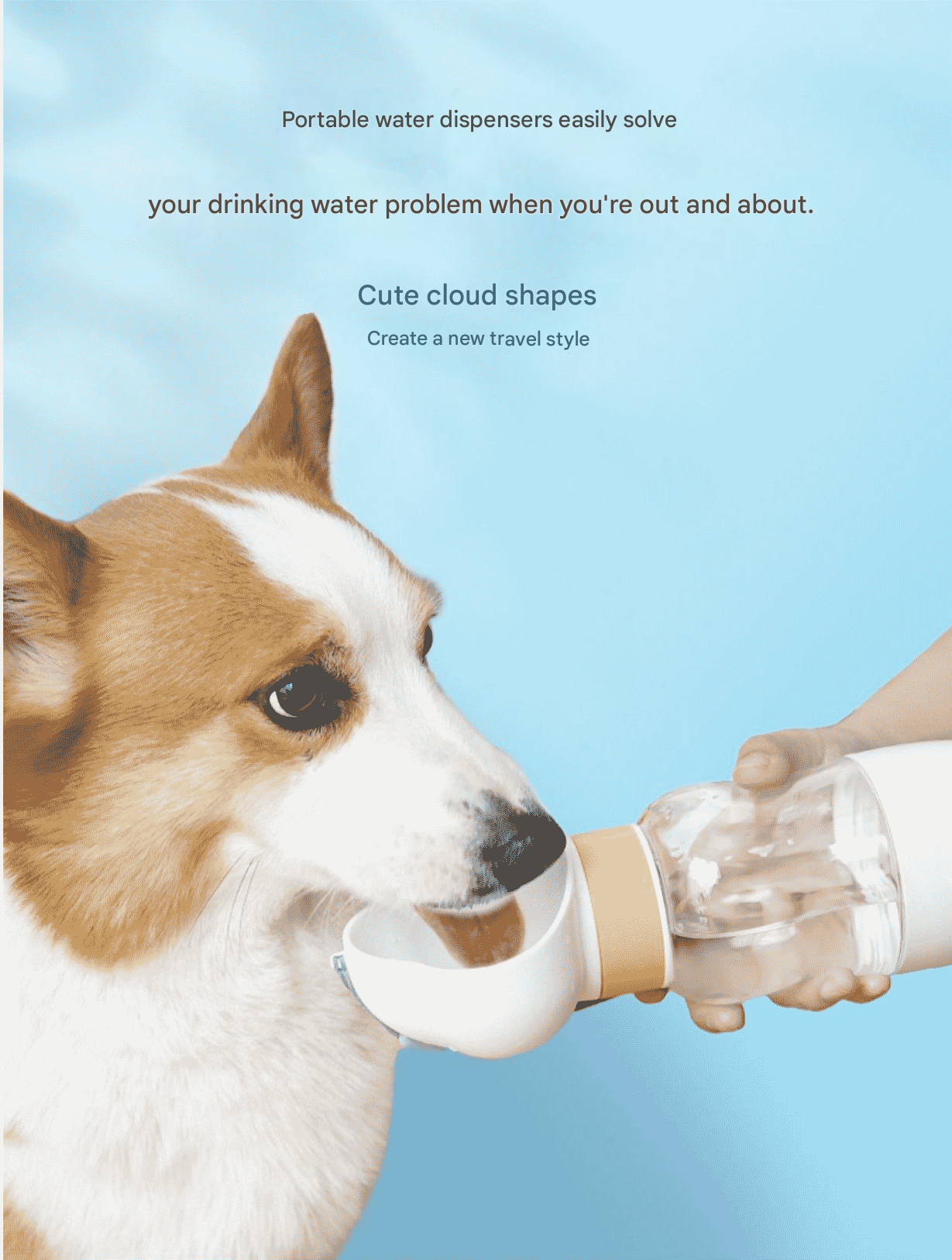 Yellow 650ml Portable Dog Water Bottle  - Leak-Proof Pet Travel Water Dispenser, Cloud-Shaped Drinking Bowl, Twist-to-Dispense Design, BPA-Free HIPS/PET Material for Walking Hiking Travel - Image 4