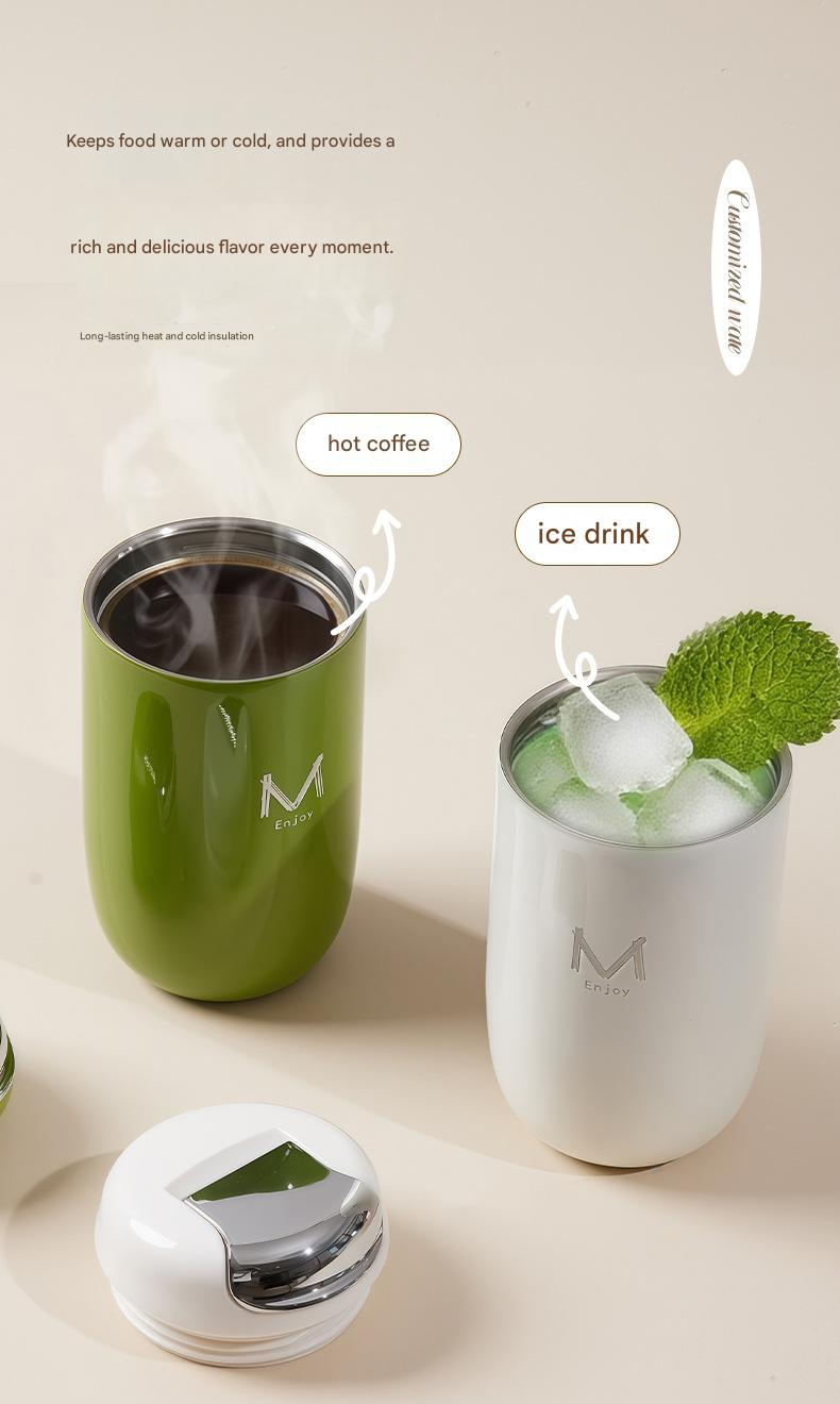 Green Premium 316 Stainless Steel Coffee Tumbler - 350ml Vacuum Insulated Travel Mug with Sip Lid, Leak-Proof Egg Shape Design, Hot & Cold Beverage Cup for Office Commute Outdoor Gift - Image 5