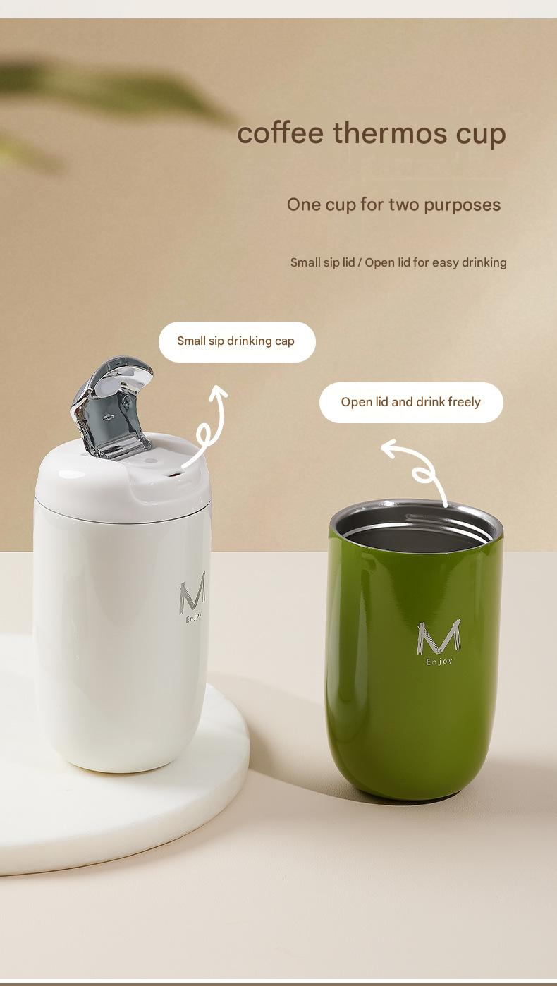 Black Premium 316 Stainless Steel Coffee Tumbler - 350ml Vacuum Insulated Travel Mug with Sip Lid, Leak-Proof Egg Shape Design, Hot & Cold Beverage Cup for Office Commute Outdoor Gift - Image 2