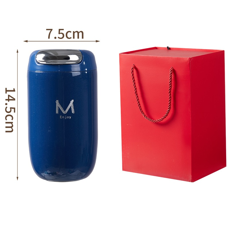 Blue Gift Box Set Premium 316 Stainless Steel Coffee Tumbler - 350ml Vacuum Insulated Travel Mug with Sip Lid, Leak-Proof Egg Shape Design, Hot & Cold Beverage Cup for Office Commute Outdoor Gift - Image 1