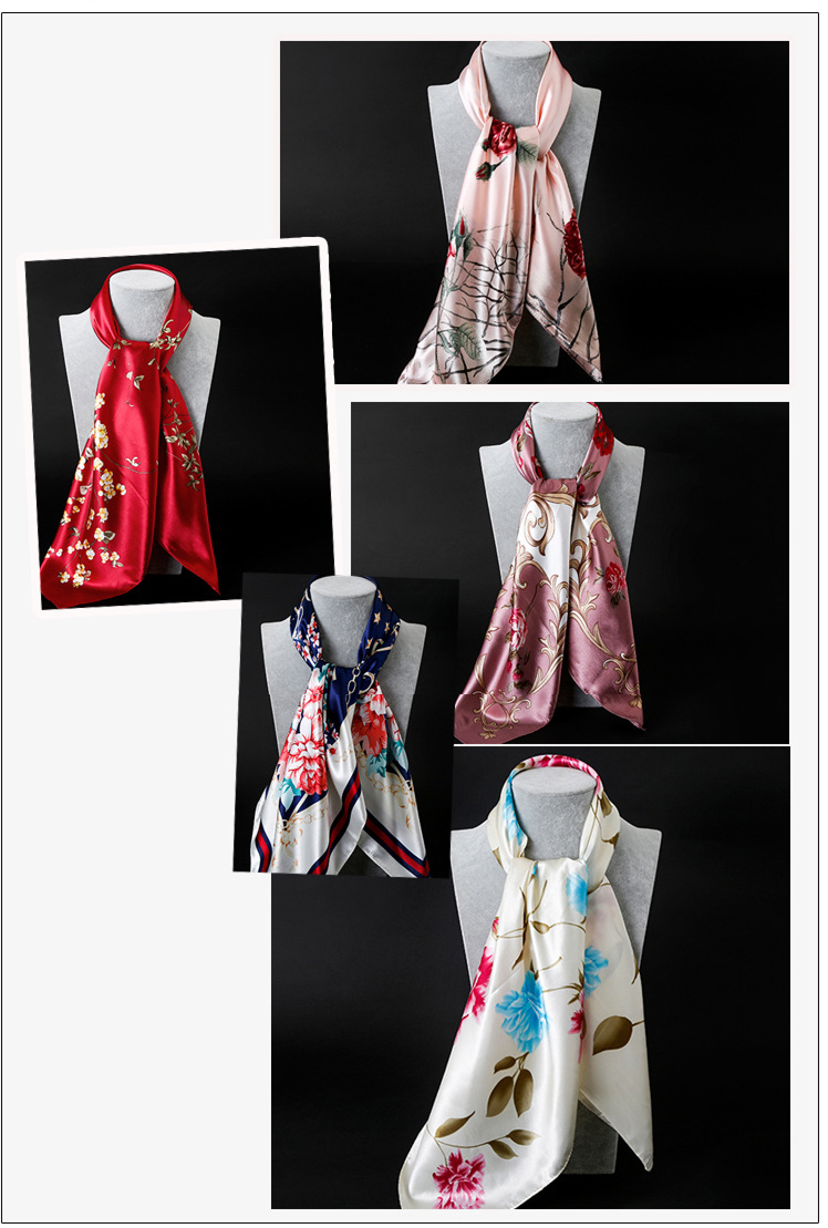 Blue Leopard Print Chain Pattern Elegant 90x90cm Satin Silk Scarf for Women - Double-Sided Printed Square Headscarf Shawl Wrap - Lightweight Versatile Fashion Accessory for Mother's Day Gift - Image 5