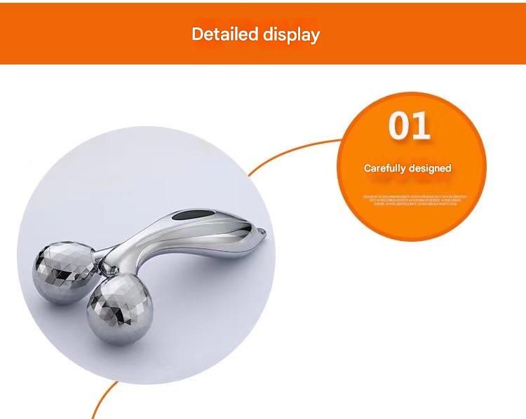 Silvery 3D Face Roller Massager V-Shaped Lifting Tool - Double Ball Facial Massage Device for Skin Tightening Wrinkle Reduction Jawline Contouring Beauty Care - Image 3