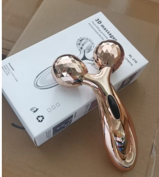 Aureate 3D Face Roller Massager V-Shaped Lifting Tool - Double Ball Facial Massage Device for Skin Tightening Wrinkle Reduction Jawline Contouring Beauty Care - Image 1