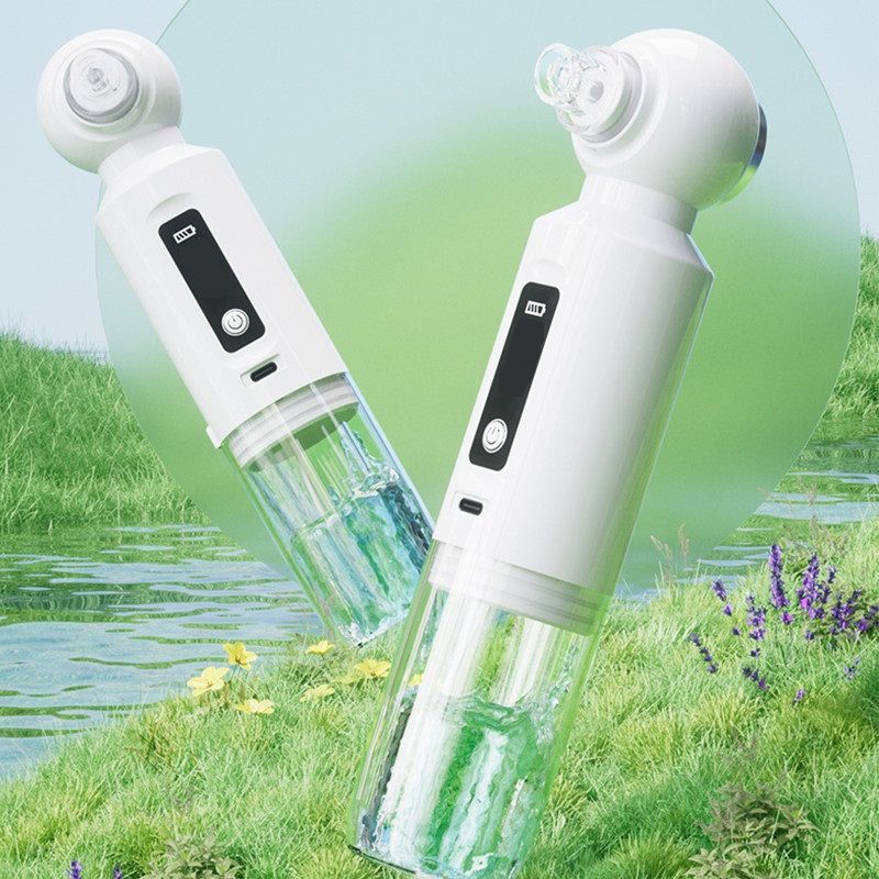 White Heated Micro-Bubble Blackhead Remover Vacuum Pore Cleaner - 46C Hot Compress Electric Water Cycle Facial Cleansing Device with 6 Suction Heads 3 Modes - Image 1