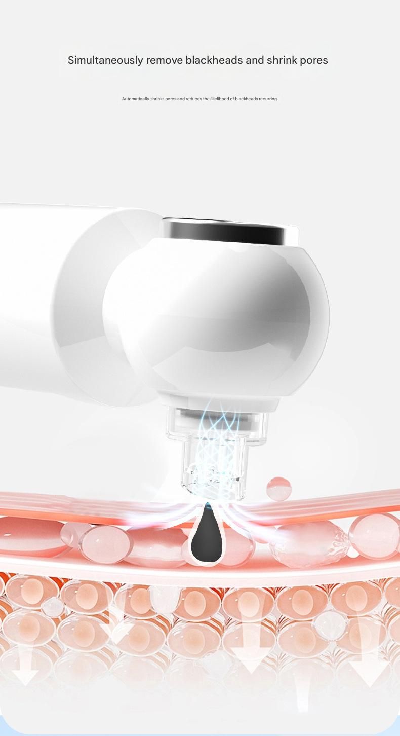White Heated Micro-Bubble Blackhead Remover Vacuum Pore Cleaner - 46C Hot Compress Electric Water Cycle Facial Cleansing Device with 6 Suction Heads 3 Modes - Image 8