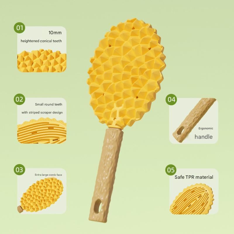 2-piece green Pet Durian Massage Grooming Brush - TPR Double-Sided Deshedding Comb for Cats Dogs - Gentle Pet SPA Grooming Tool - Image 5