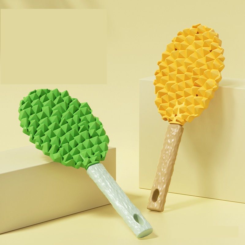 2-piece Green and Yellow Pet Durian Massage Grooming Brush - TPR Double-Sided Deshedding Comb for Cats Dogs - Gentle Pet SPA Grooming Tool - Image 1