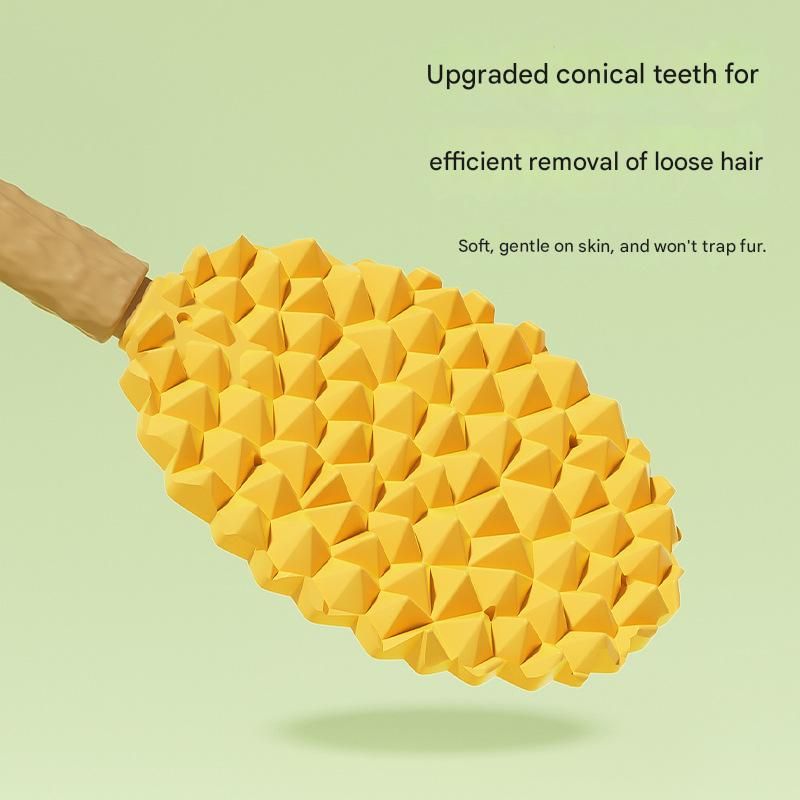 2-piece Green and Yellow Pet Durian Massage Grooming Brush - TPR Double-Sided Deshedding Comb for Cats Dogs - Gentle Pet SPA Grooming Tool - Image 3