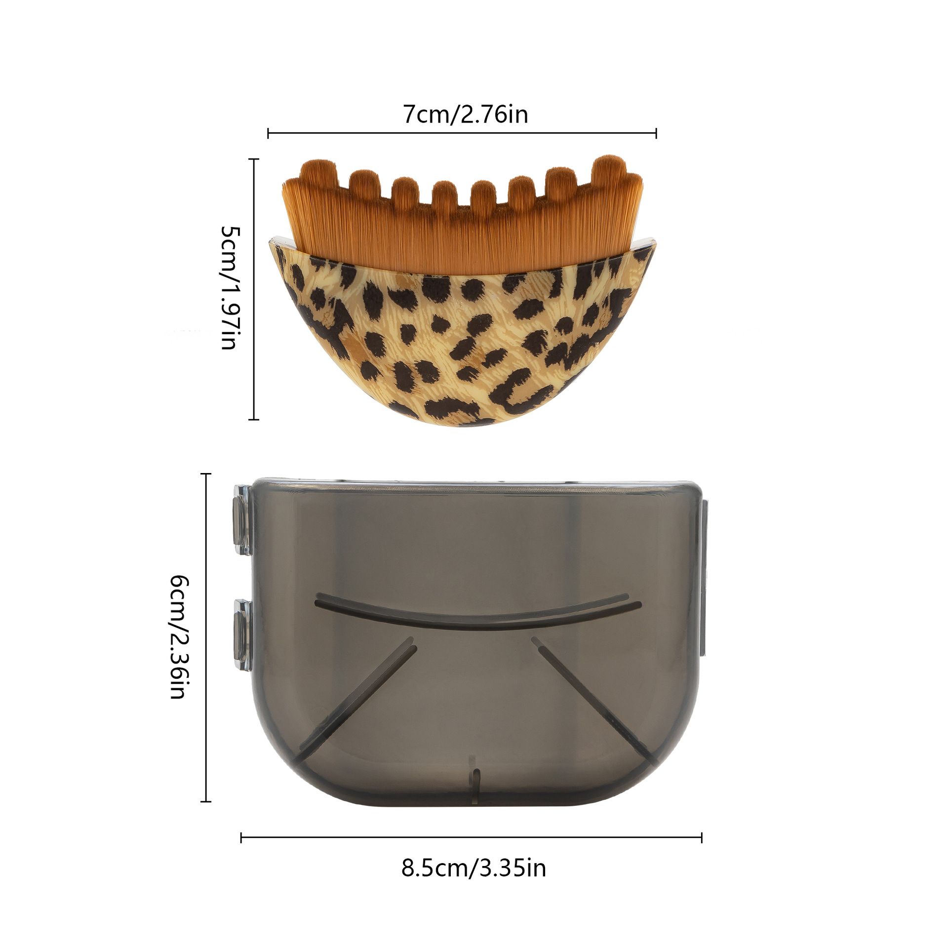 Leopard print Lymphatic Contour Face Brush - Curved Facial Eye Neck Massage Tool - Nylon Bristle Body Brush for Skin Tightening Circulation Detox - Plastic Handle Dry Brushing - Image 1