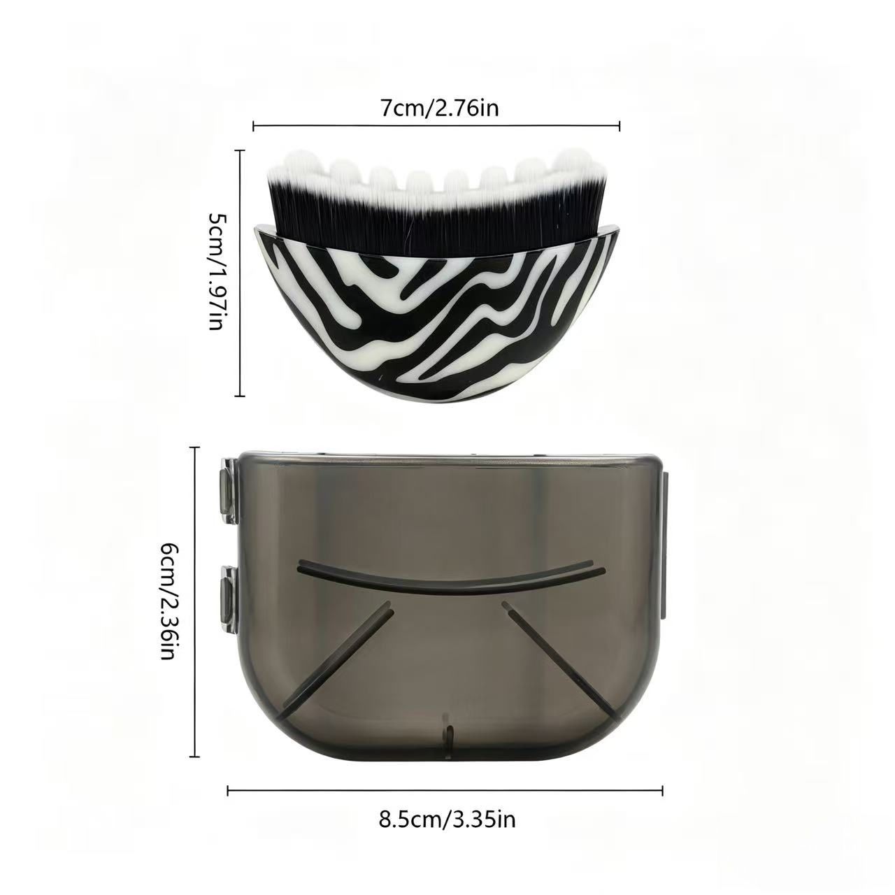 Zebra print Lymphatic Contour Face Brush - Curved Facial Eye Neck Massage Tool - Nylon Bristle Body Brush for Skin Tightening Circulation Detox - Plastic Handle Dry Brushing - Image 1