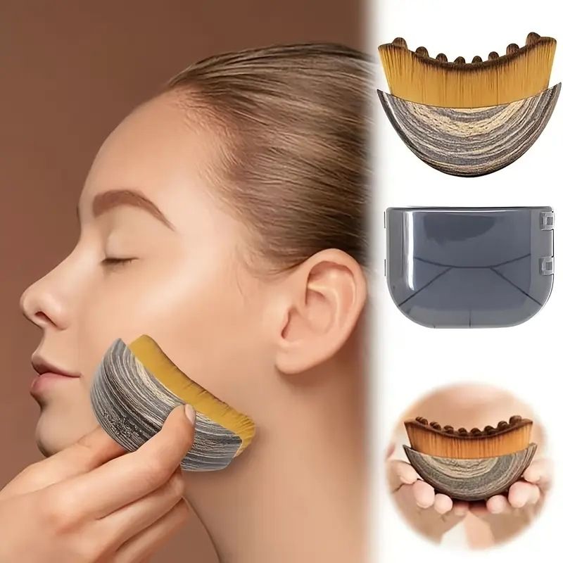 Zebra print Lymphatic Contour Face Brush - Curved Facial Eye Neck Massage Tool - Nylon Bristle Body Brush for Skin Tightening Circulation Detox - Plastic Handle Dry Brushing - Image 5