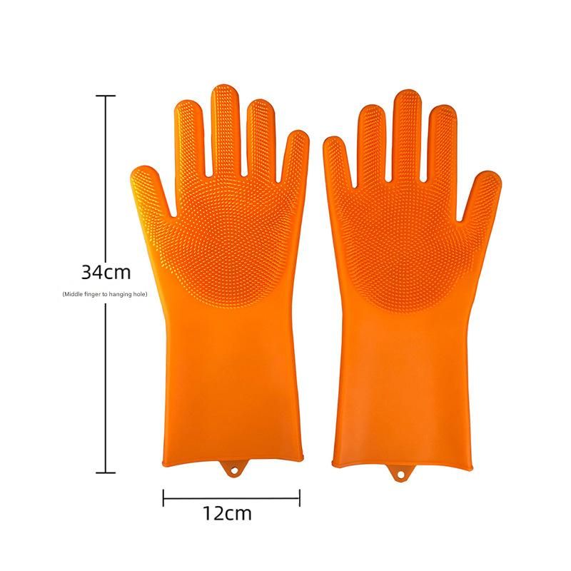 Orange Silicone Pet Bathing Gloves - Pink Double-Sided Design for Cats and Dogs - Gentle Massage, Easy Lather, Durable and Waterproof, Ideal for Pet Grooming and Home Use - Image 1