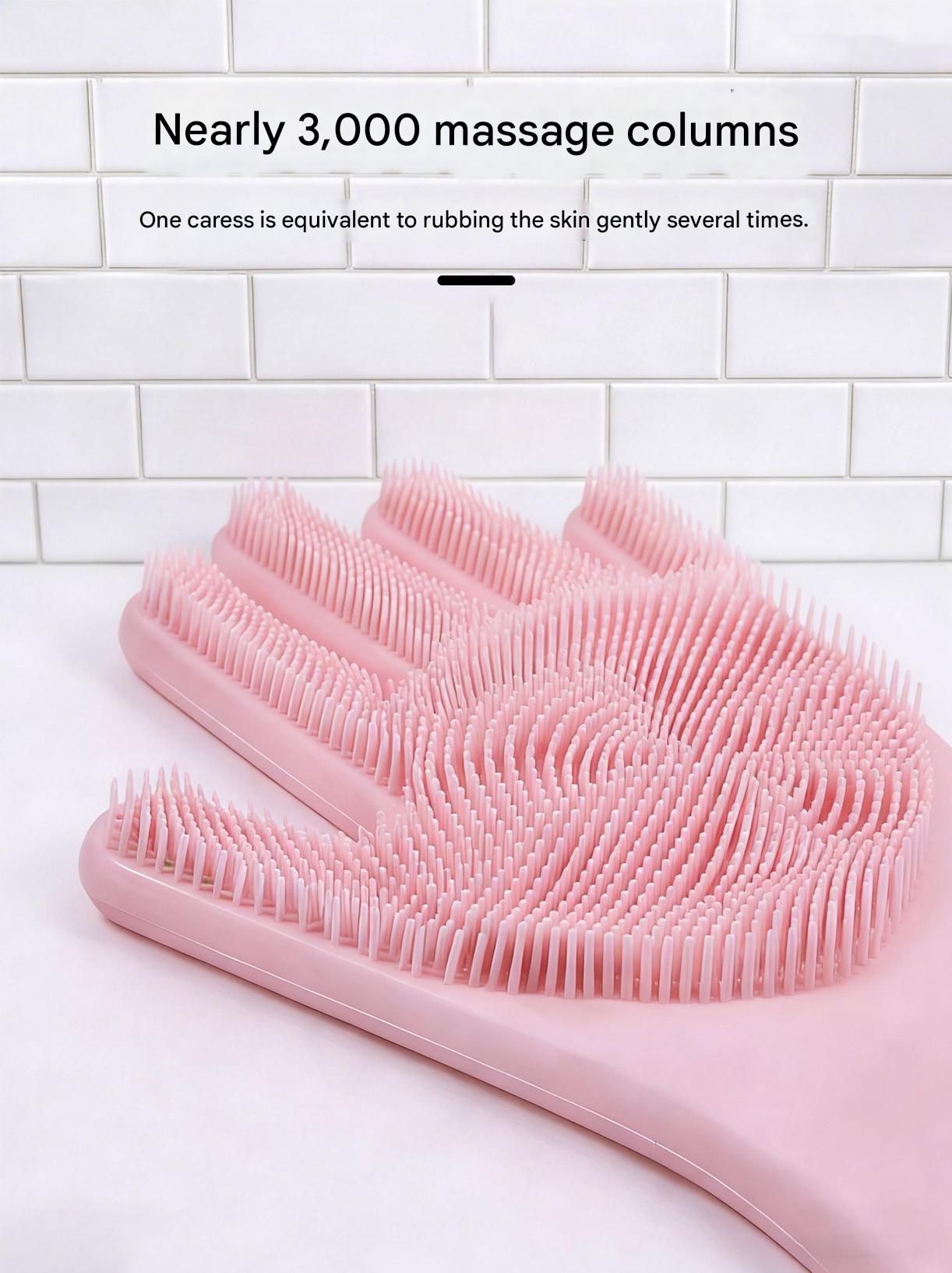 Orange Silicone Pet Bathing Gloves - Pink Double-Sided Design for Cats and Dogs - Gentle Massage, Easy Lather, Durable and Waterproof, Ideal for Pet Grooming and Home Use - Image 4