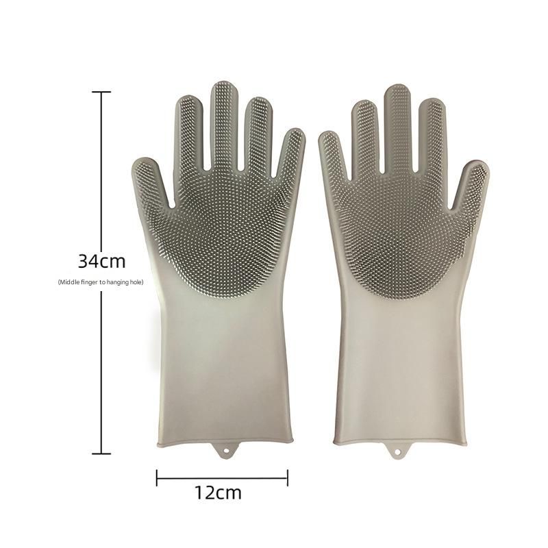 Grey Silicone Pet Bathing Gloves - Pink Double-Sided Design for Cats and Dogs - Gentle Massage, Easy Lather, Durable and Waterproof, Ideal for Pet Grooming and Home Use - Image 1