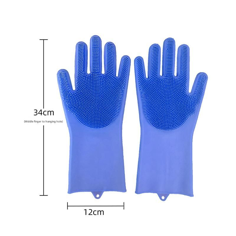 Blue Silicone Pet Bathing Gloves - Pink Double-Sided Design for Cats and Dogs - Gentle Massage, Easy Lather, Durable and Waterproof, Ideal for Pet Grooming and Home Use - Image 1
