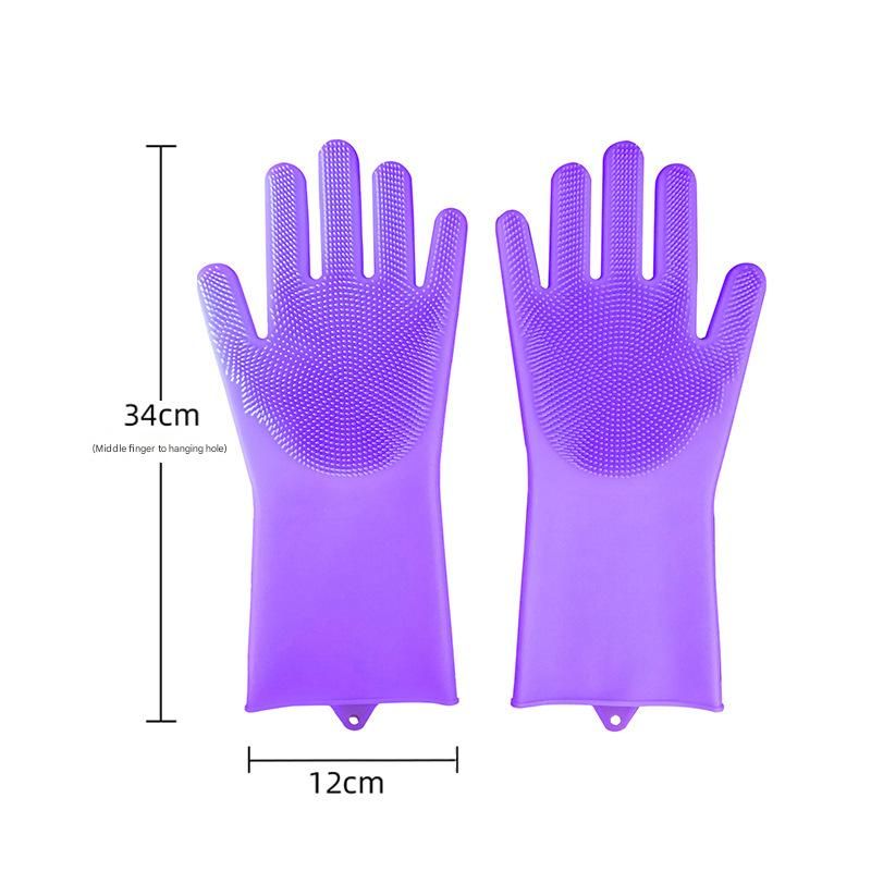Purple Silicone Pet Bathing Gloves - Pink Double-Sided Design for Cats and Dogs - Gentle Massage, Easy Lather, Durable and Waterproof, Ideal for Pet Grooming and Home Use - Image 1
