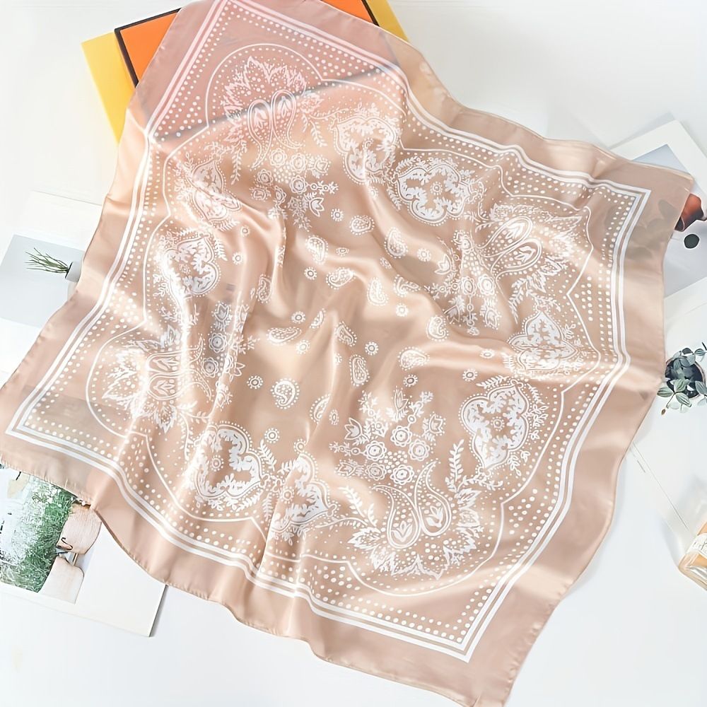 Black and white Women's 70cm Square Scarf - Bohemian Paisley & Vintage Print Collection - Lightweight Satin Feel, Versatile Neck Tie, Head Wrap, Bag Accent, Everyday Elegance, Gift Ready - Image 3